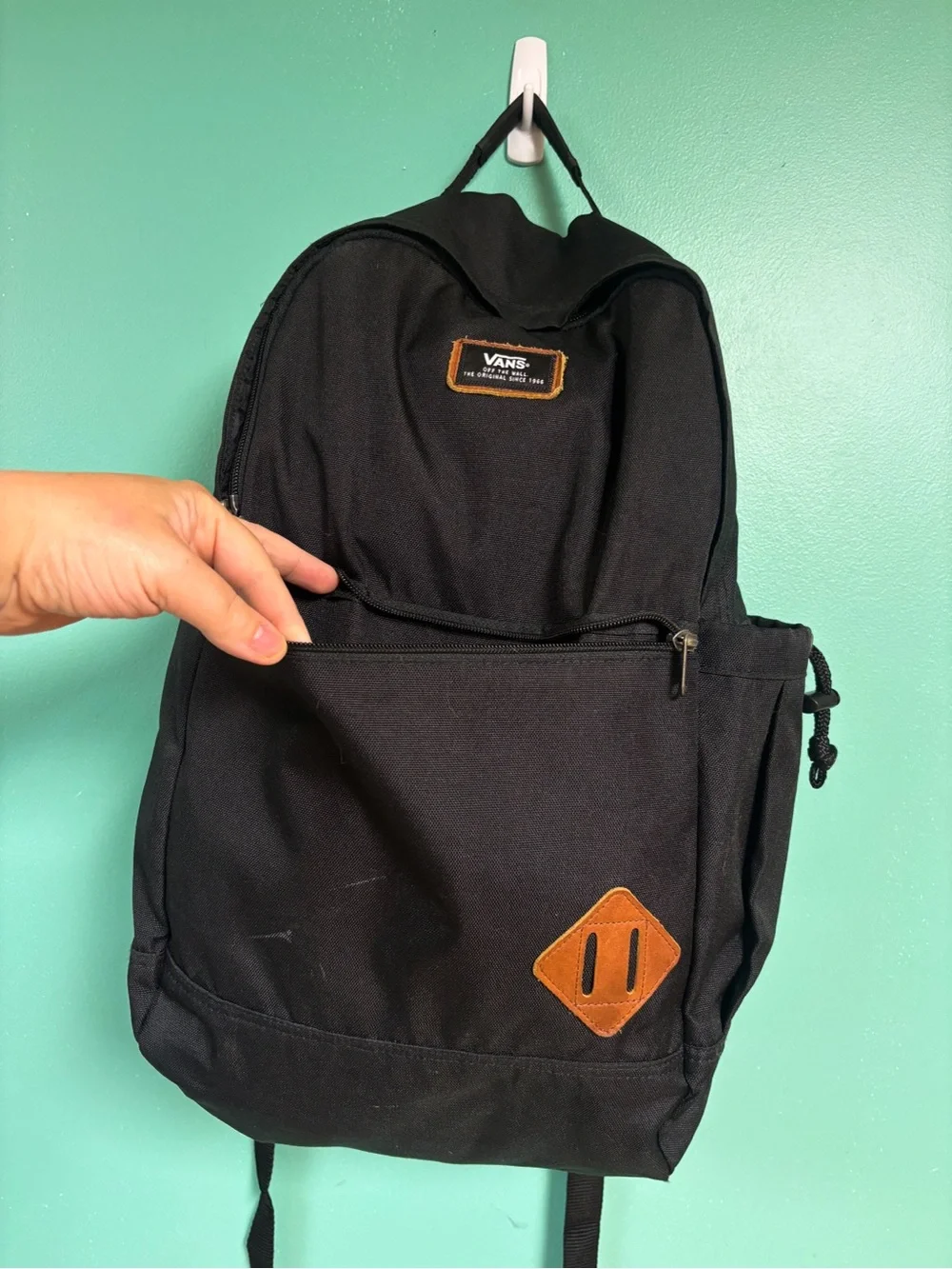 Vans Van Doren Black Canvas Backpack Classic Logo School Travel Bag